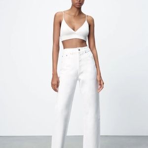 ZARA TRF white straight jeans